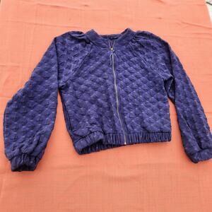 Anthropologie Amadi Blue Textured Zip Jacket W Pockets Womens Small Missing Tag